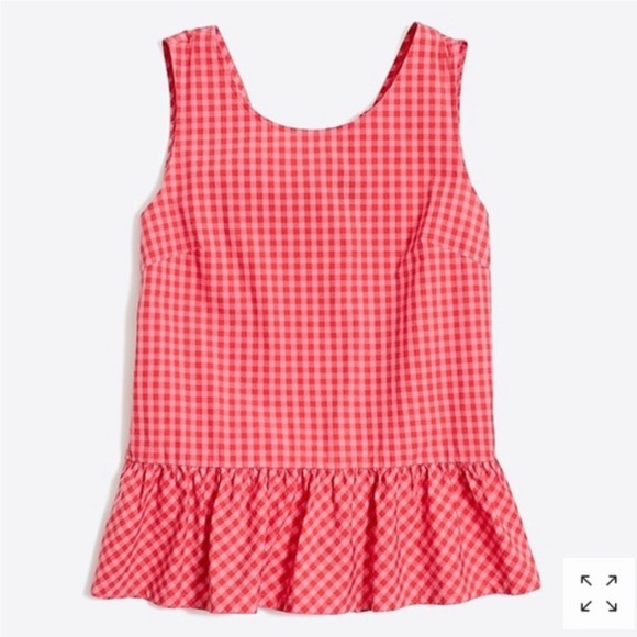 J. Crew Tops - J.CREW Peplum Coral Gingham Sleeveless Bow Top